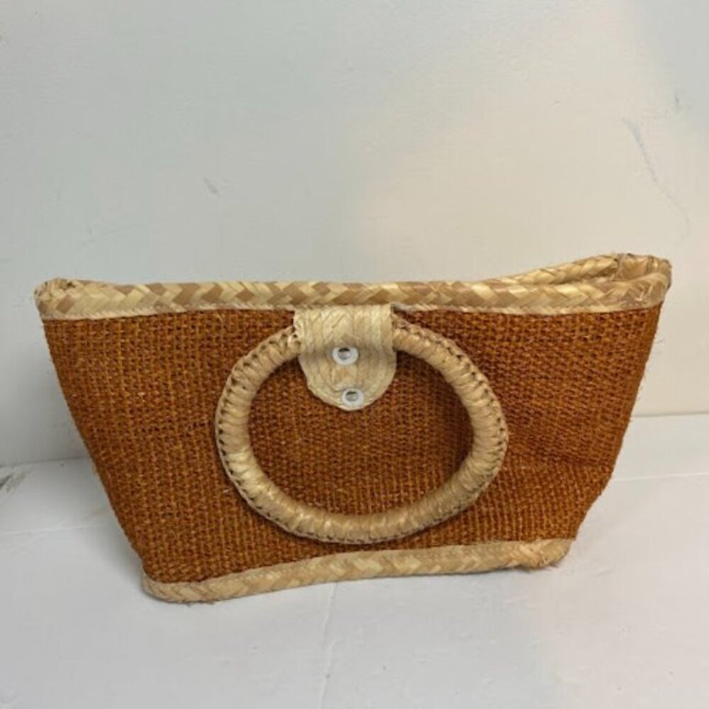 Rattan Women's Handwoven Natural Beige Straw Bag Medium Size - Picture 4 of 6